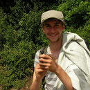 Tieme with a female Slow Worm (Anguis fragilis)