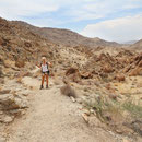 Hiking to the oasis, not warm at all...