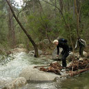 Laura and Sandra crossing the river.