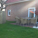 Südterrasse im Ferienhaus Ele im Sonnenhof auf Borkum