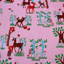 beschichtete Baumwolle (PVC) - rosa mit Rehen, HIrsch, Eulen, Hasen
