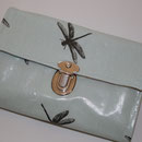besch. Baumwolle - Dragonfly türkis mit Steckverschluss in silber .