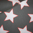 Baumwolle: Au Maison - Design: STAR GIANT - Sterne GIANT - Farbe: charcoal (= grauschwarz) / white / Neon - AUSVERKAUFT 