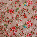 besch. Baumwolle (PVC) - Blumen / Rosen / Schmetterlin / Vögel ..Pip - beige