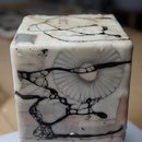 3. Wachs-Kollage auf Holzwürfel   8x8x8 cm    Oktober 2019