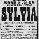 Cartel para el estreno de Sylvia en el Teatro de la Ópera de París en 1876.
