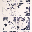 Faces (Linolschnitt), Holzschnitt, Öl auf Chinapapier