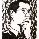 Heinrich, Holzschnitt, Öl auf Chinapapier