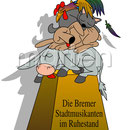 Illustration der Bremer Stadtmusikanten im Ruhezustand