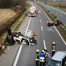 Einsatzstelle von der Brücke aus Richtung Germersheim