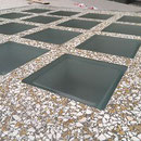 Terrazzo , Glassteinelemente Hohlglasstein Luxfer Prismen Glasstahlbeton Lichtschachtabdeckung Kellerschachtabdeckung Betonglasbausteine Fertigteile Paneel Glasbausteindeckenelement Glasdecke Glassteindecken Glasstahlbeton-Fertigteile Oberlicht Überkopfve