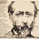 Horst Janssen: Theodor Storm, 3.4.77, Tusche