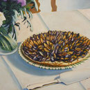 Pflaumenkuchen, 1982, Öl/LW, 125 x 108 cm
