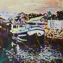 Kanalschifffahrt, 1994, Mischt. /LW 103 X200 cm