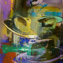 Unbemannte Flugobjekte, 1988, Mischtechnik/LW, 120 x 160