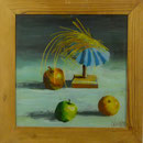 Hütchen, Äpfel, 2001, Hgl, 51x52 cm, 300,-€