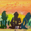 Drei Rücken, 1993, Mischtechnik/LW, 160 x 120 cm