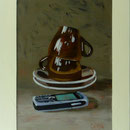 Tassen und Handy, 2002, Hgl, 55 x 70 cm, 480,-€