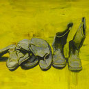 Stiefel, 1993, Öl/LW, 160 x 120 cm