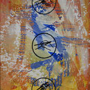Stäbchen, 2000, Mischt./LW, 107 x 160 cm