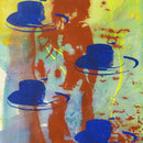 Roter Akt, blaue Hüte, 1994, Mischt./LW, 120 x 160 cm, 