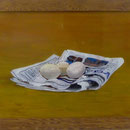 Eier auf Zeitung, 2001, Hgl, 56x40 cm, 220,-€