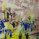 Fußgänger, 1997,  Mischt./LW, 111 x 155 cm