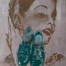 Herrenschuhe/Portrait, 1993, Öl/LW, 60 x 70 cm 