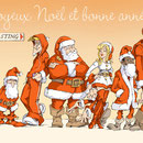 Casting - Carte de voeux - illustration pour l'Imagerie d'Epinal - 2012<br><br>Illustration . dessin . peinture . père noël