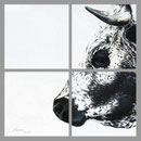Quadriptyque - Acrylique sur toile - 4 x 20 x 20 cm - 2019<br><br>Peinture vache . vache vosgienne . toile . peinture animalière . peintre animalier . race vosgienne