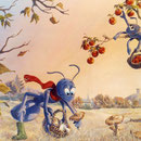 Auberge des Fourmis l'Automne - Restaurant Bruyères (88) - Acrylique sur panneau - 1,20 x 1,50 m - 1998<br><br>fresque . trompe l'oeil . peinture humouristique . insecte