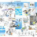 25 ans CEERI - Image anniversaire entreprise CEERI (88 Saulxures-sur-Moselotte) - illustrations encre et crayon  noir - 70 x 50 cm - 2015<br><br>Illustration . dessin . peinture 