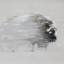 Extrême - Technique mixte dur papier - 70 x 50 cm - 2015<br><br>Peinture . peintre animalier . artiste peintre . peinture animalière . animal . bouf musqué . Tempête