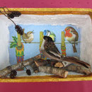 Winter - Vögel auf der Leine / 12 x 8 x 6 cm / nicht verfügbar