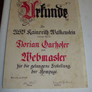 Urkunde für Webmaster Florian Garhofer