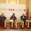 Die DiskutantInnen v.l.n.r.: Charles Ritterband, Margareta Stubenrauch, Jurko Prohasko und Lucien Giordani