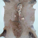 Portrait auf einem Tierfell eines afrikanischen Künstlers, National Galery Kapstadt, Südafrika