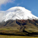 Vom Hostal Tambopaxi aus können wir den Berg fast wolkenlos sehen.
