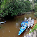 Der Bootsanlegesteg. Im Laufe der 5 Tage ist der Guyabeno Fluss immer kleiner geworden, da es nicht geregnet hat.