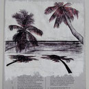 "Urlaubsvisionen im Guckloch des Todes", Kugelschreibel, Tippex auf Totenschein, 2008