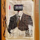 "the fall", 0,50 x 0,32m, Öl, Acryl, Tape und Kassette auf Zeitung, 2009