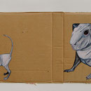 "Ein überdimensionales Meerschwein frisst die Erde auf", Acryl auf Pappe 2008