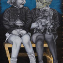 "totentanz 2016", 1,25 x 0,90m, Öl, Acryl & Dayglo auf Holz, 2016