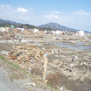 陸前高田、中心街を望む