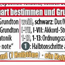 Tonart-Bestimmung: Definition der Tonart-Informationen · einzelne Akkordtöne vom Akkord bestimmen : Grundton festlegen, nächster Ton drei Farb-Töne zurück