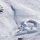 Blick vom Gipfel des Nebelhorns auf das Iglu-Dorf