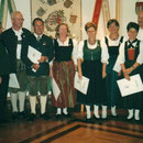 Ehrungen zum 25-Jahr-Jubiläum - v.l.n.r. Gauobmann Hannes Niedermayer, Peppi Webersberger, Matthias Pohn (Ehrenobmann), Waltraud Winkelhofer, Ingeborg Pohn, Sieglinde Huber, Anna Breitkreutz, Wolfgang Pichler