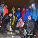 Durchnässtes Gruppenbild