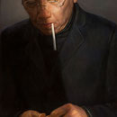 254 - Zhu Junhe - A Contemplative Man - oil on linen - 146x76