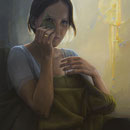 200 - Katarzyna Adamiak - Jaśnikowska - Self -portrait with the piece - oil on canvas - 80x60